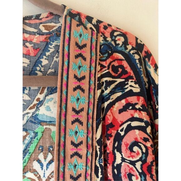 Flying Tomato Boho Kimono embroidered sz M - L colorful - Picture 3 of 6